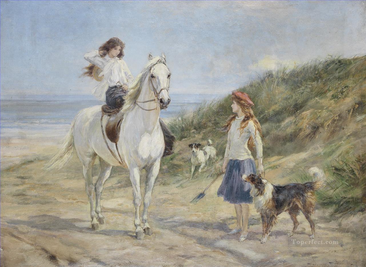 Holiday time Heywood Hardy horse riding pet Oil Paintings